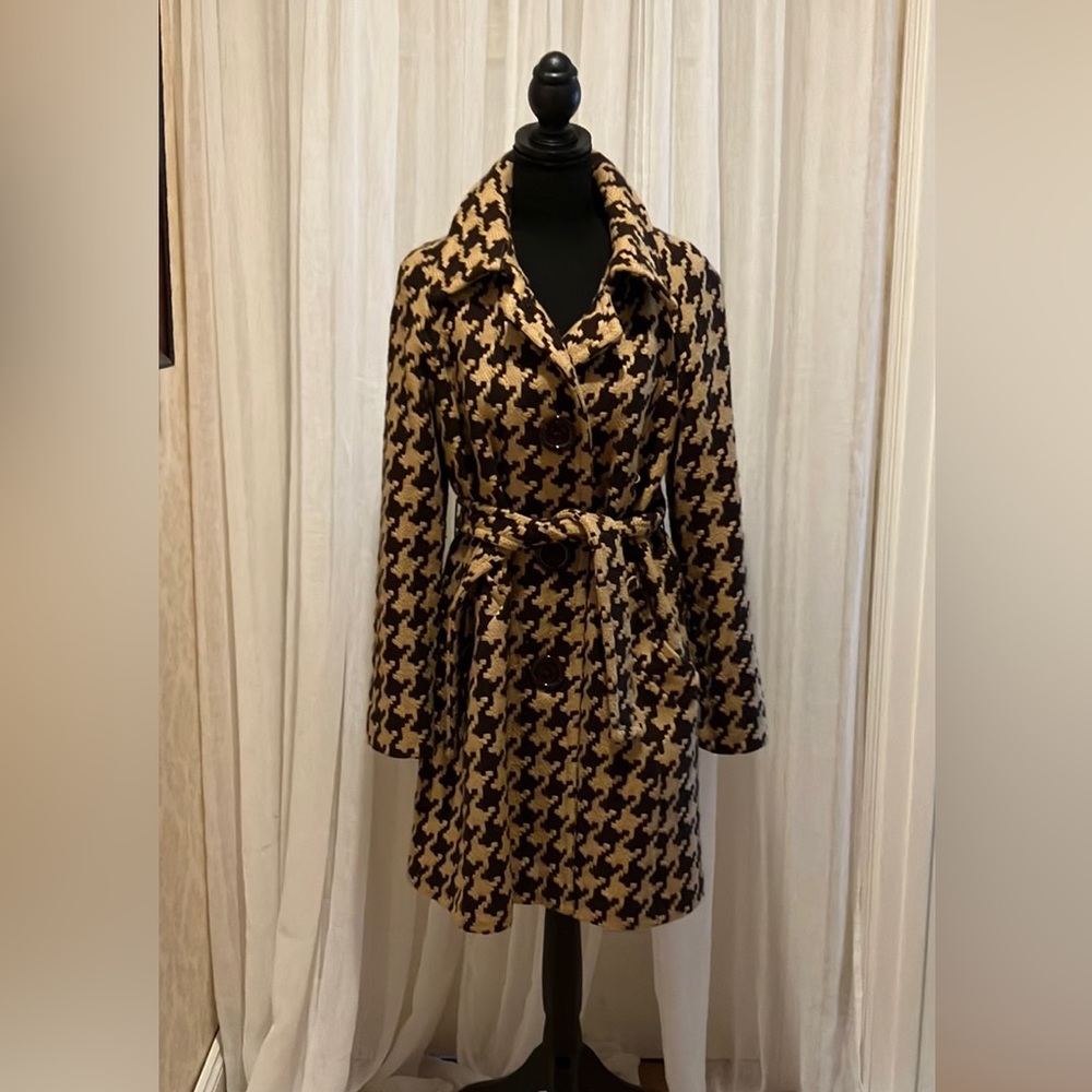 Michael Kors Wool blend houndstooth coat